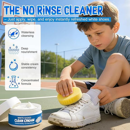 White Shoe Cleaner Cream | Multipurpose No-Wash Solid Comes with Sponge