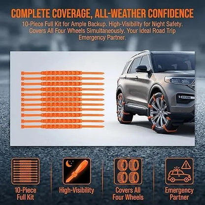 10 Pcs Winter Car Snow Chains Universal Anti-Skid Tire Chain
