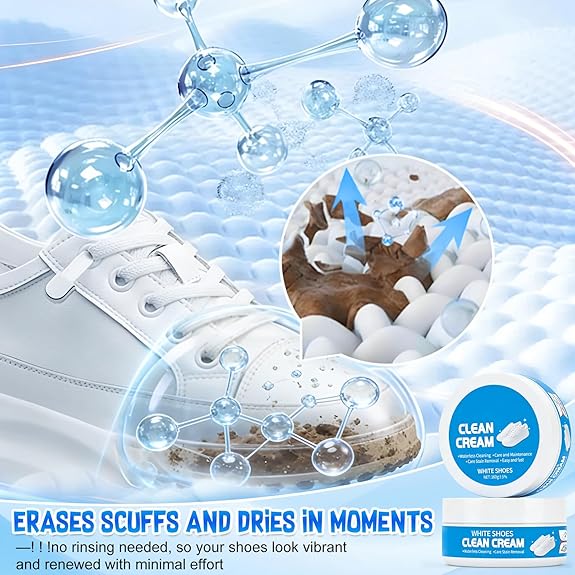 White Shoe Cleaner Cream | Multipurpose No-Wash Solid Comes with Sponge