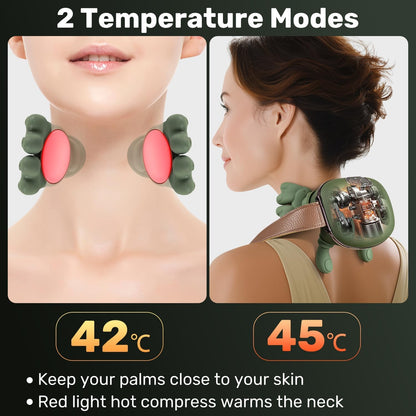 3D Shiatsu Neck & Shoulder Massager with Soothing Heat - Deep Tissue Kneading for Back & Neck Pain Relief