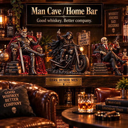 Bad to the Bone 6 Dark Humor Skeleton Collectibles for Men, Man Cave Decor & Unique Gifts