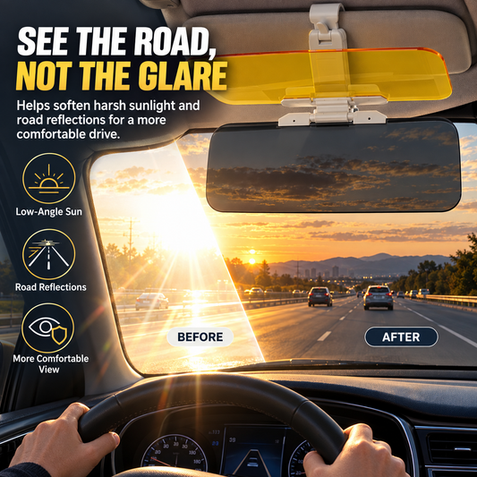 2-in-1 Day & Night Anti-Glare Car Visor Extender Adjustable Dual-Lens Driving Shield