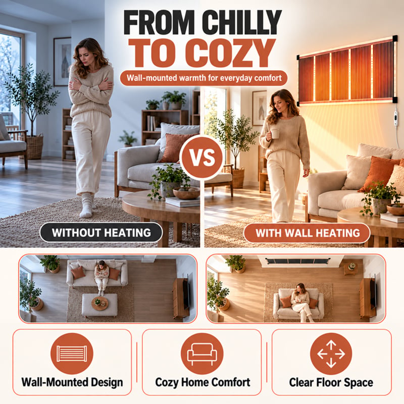 3-Second Rapid Heating Honeycomb Graphene Far-Infrared Ceramic Wall Heater Low Noise & Energy Efficient Indoor Wall