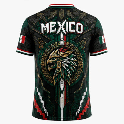 2026 Mexico Eagle Warrior Soccer Jersey Aztec Calendar Graphic V-Neck Fan Shirt for Men