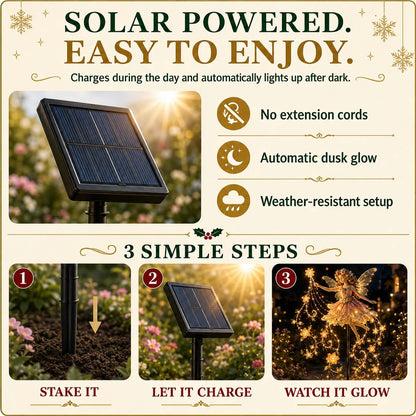 Enchanted Flower Fairy Solar Garden Light Magical Glowing Outdoor Christmas Yard Decor