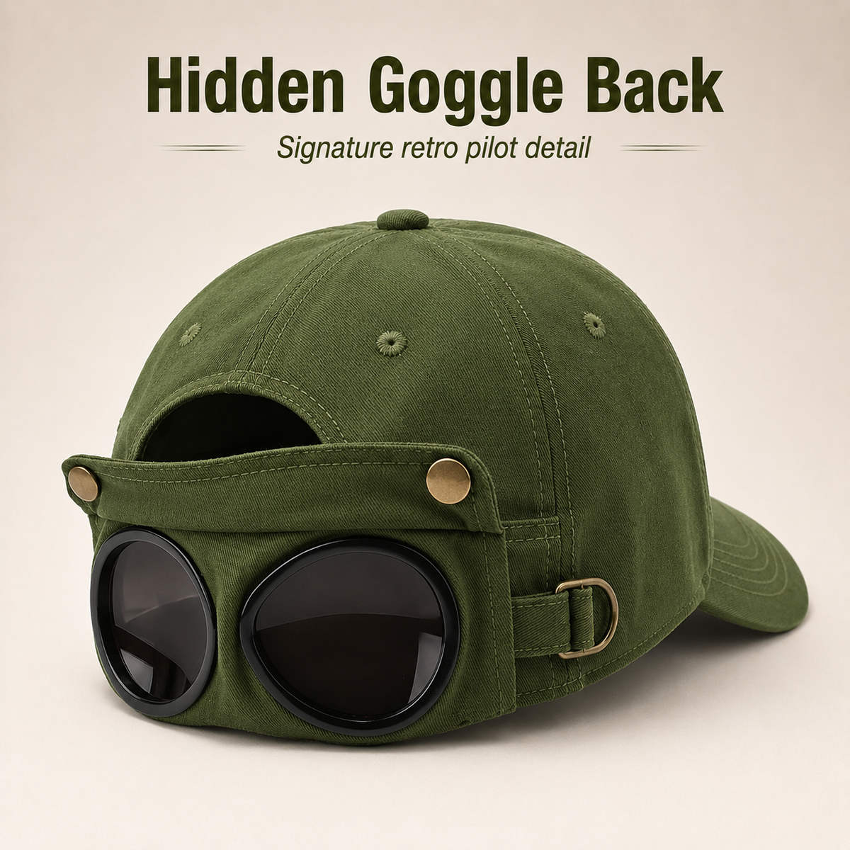 Men's Retro Pilot Baseball Cap Glasses-Ready Statement Style