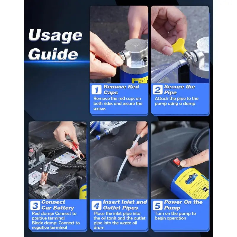 12V 100W Self-Priming Electric Oil Pump 30min Continuous Run, Engine Oil Change Tool, Gear & Transmission Fluid Removal
