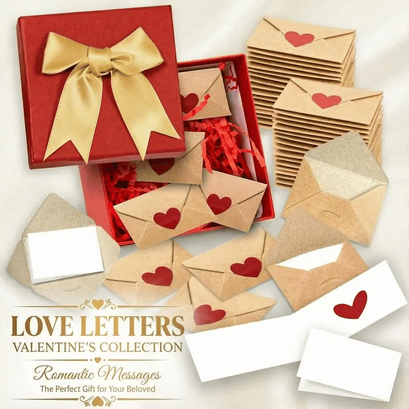 [ ]Love Letters Valentine's Collection | 60 Handwritten Notes & Envelopes | Timeless Romantic Gift