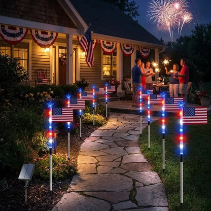 250th Independence Celebration: 8 Solar American Flag Pathway Lights