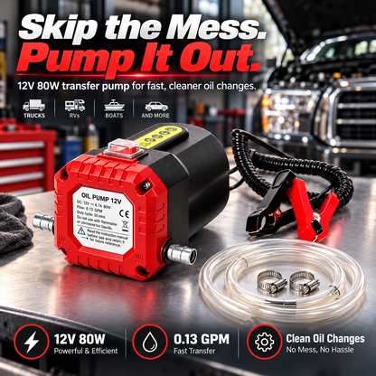 12V 80W Electric Oil Extractor Pump Fast, Cleaner Oil Changes