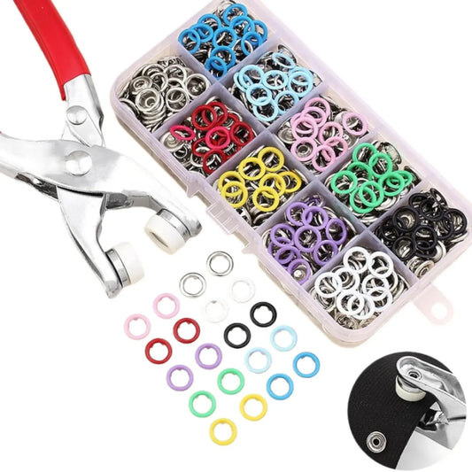 100 pcs Invisible Colored Metal Buckle & Manual Pressure Pliers Kit