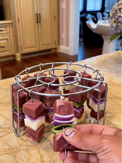 2 Pack Stainless Steel Air Fryer Skewer Rack, 360 No Flip Kabob Grill Stand