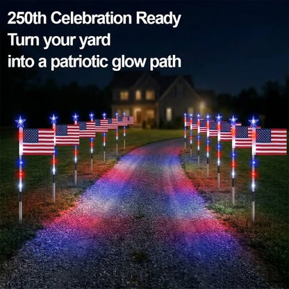 250th Independence Celebration: 8 Solar American Flag Pathway Lights