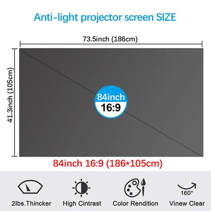100inch 4K UHD Anti-Light Foldable Portable Projector Scree