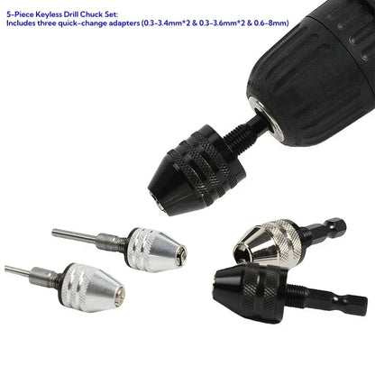 2-Piece Keyless Drill Chuck Adapter Set 1/4 Hex Quick Change (0.3-8mm) for Impact Drivers & Power Tools