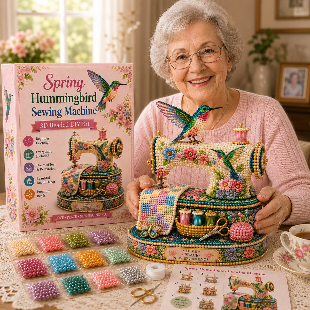 Spring Hummingbird Sewing Machine 3D Spring Limited Keepsake Edition