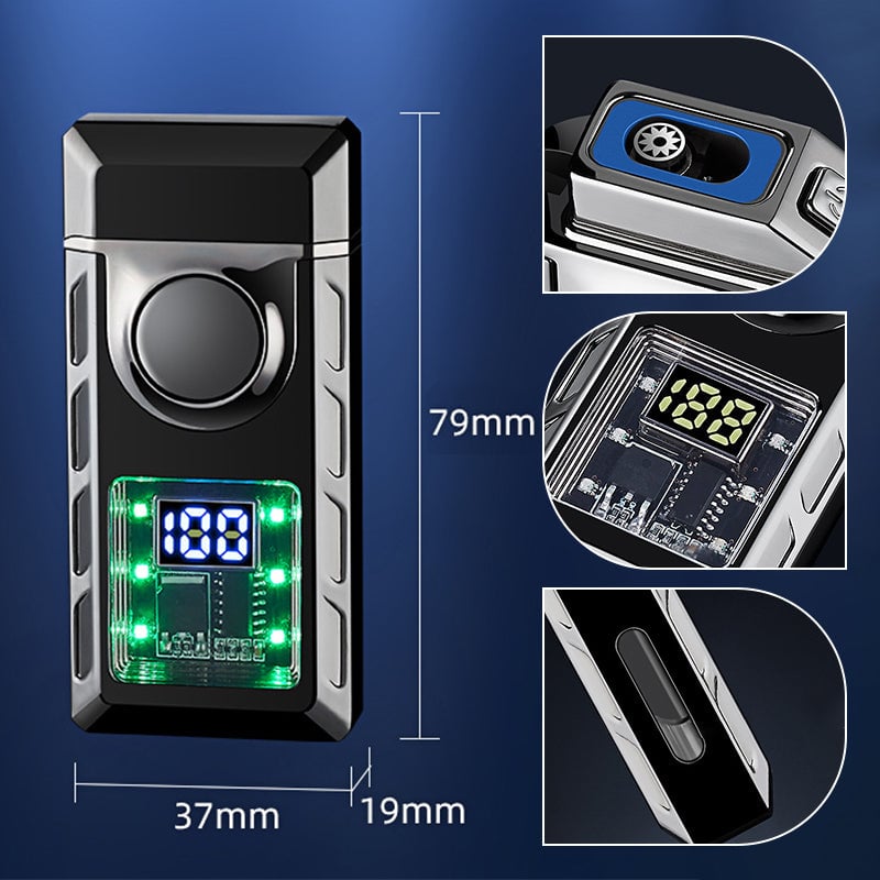 Multi-Functional Dual Flame Lighter with Colored Lights