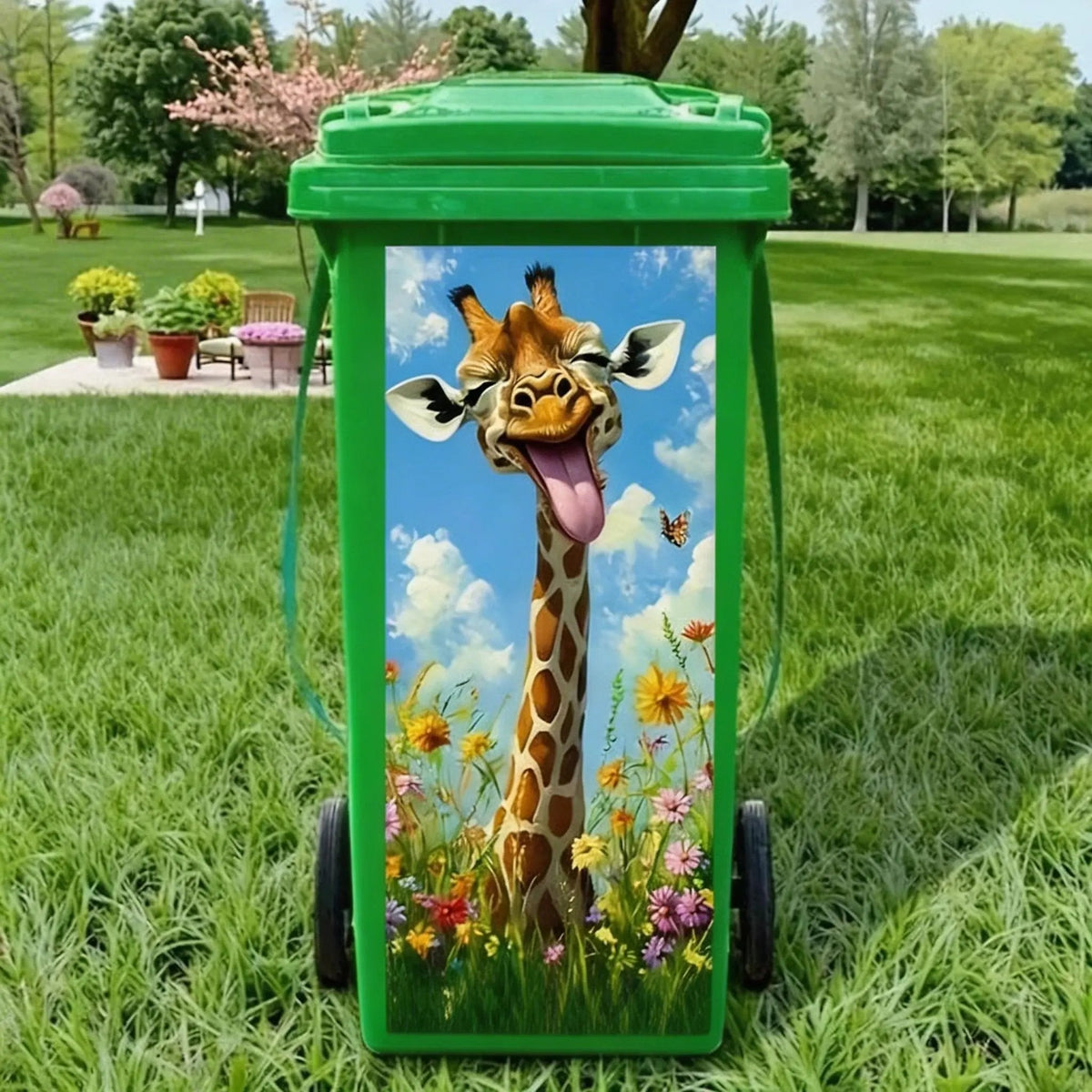 Creative Trash Can Sticker with Colourful Cartoon