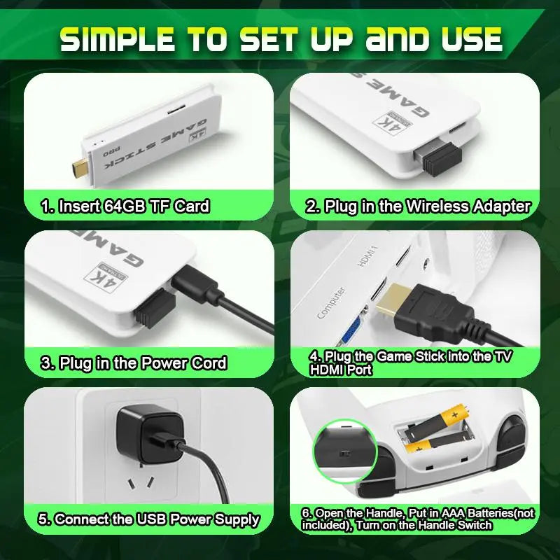 2026 Upgraded Retro Game Stick, 4K HDMI Classic Video Games, Built-in 23 Emulators, 40000+ Games