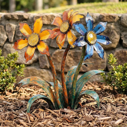 2026 Mother's Day Gifts -- Handcrafted Rustic Metal Flower Garden Stakes