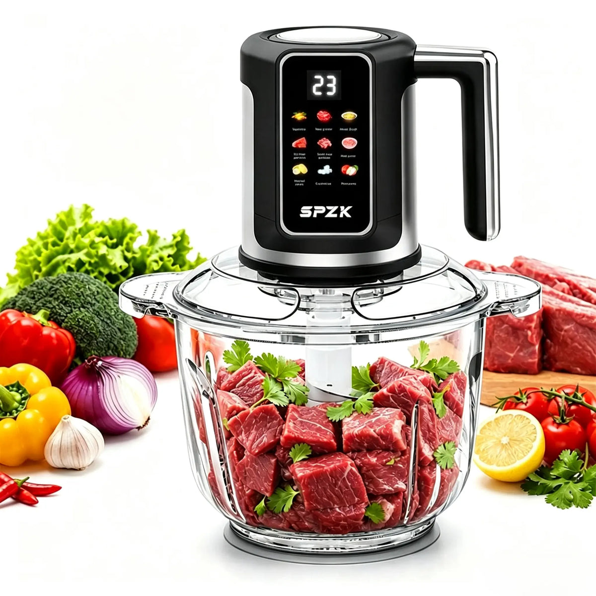 2L Color Screen 110V Electric Multi-Function Meat Grinder