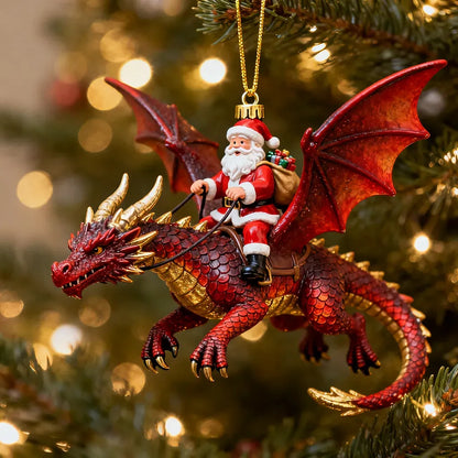Santa Riding Dragon Christmas Ornaments 6-Piece Fantasy Collectible Set