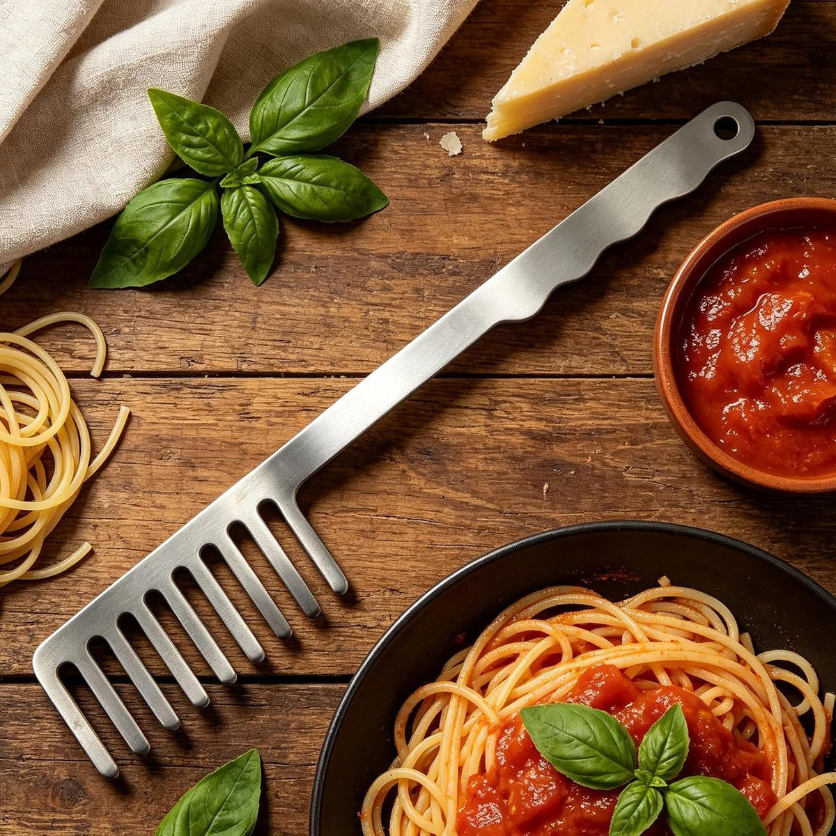 Stainless Steel Pasta Server Premium Spaghetti Spoon for Everyday Italian Cooking