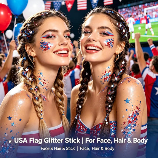 4th of July Glitter Stick Red, White & Blue Body & Hair Sparkle
