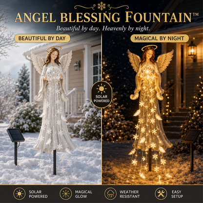 Solar Angel Blessing Fountain Cascading Christmas Garden Light