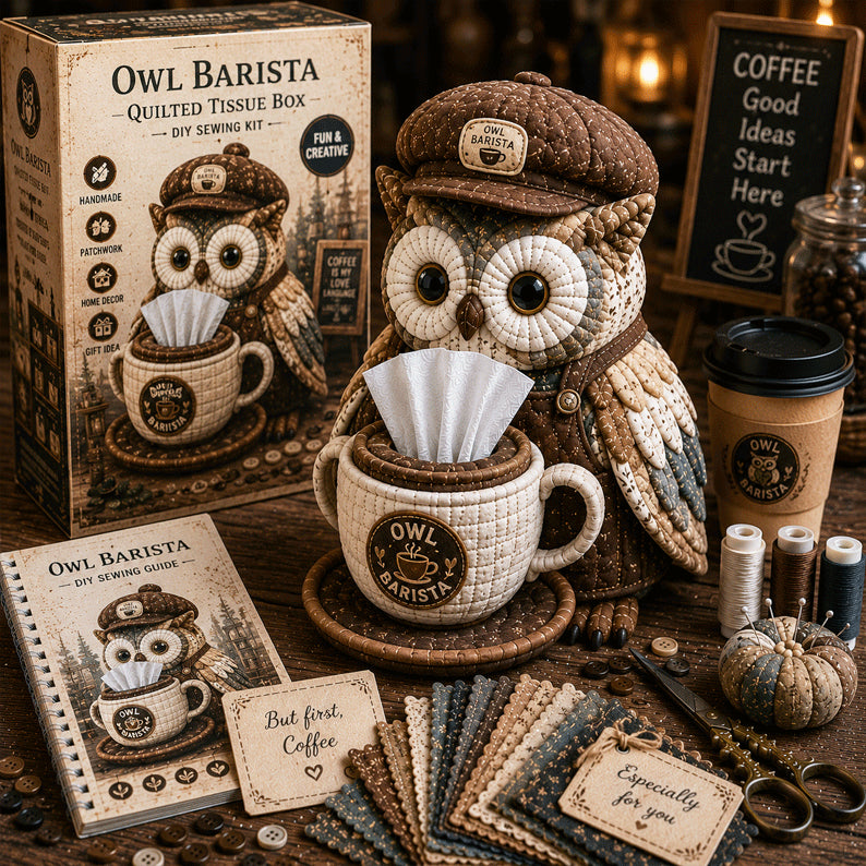 Wise Owl Quilted Tissue Box DIY Sewing Kit