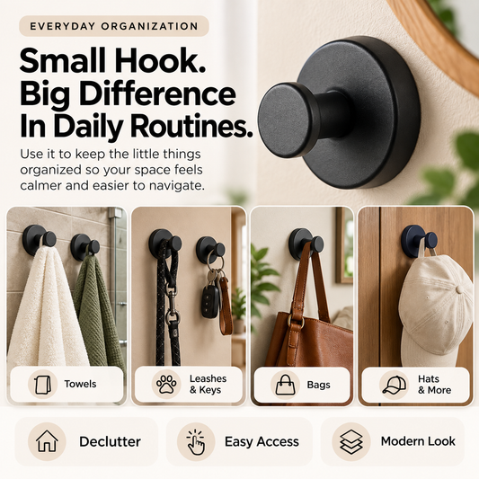 3-Pack No-Drill Twist-Lock Hooks Easy Everyday Wall Organization