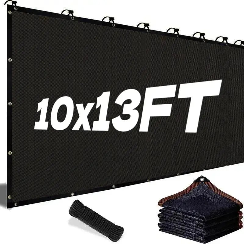 Blackout Cloth (Black) - 10 x 13ft UV-Resistant Shade Net with Reinforced Rivets