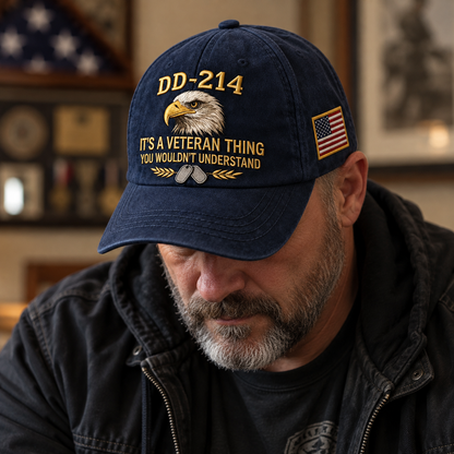 100% Handmade DD-214 Veteran Honor Embroidered Cap