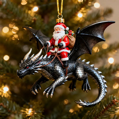 Santa Riding Dragon Christmas Ornaments 6-Piece Fantasy Collectible Set