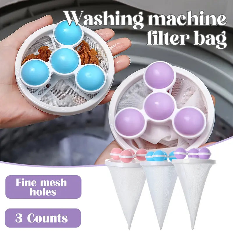 3 Counts Washing Machine Filter Bag