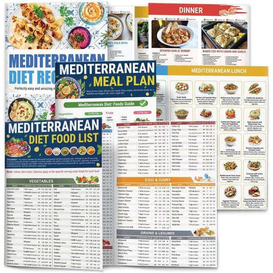 3-Pack Mediterranean Diet Chart Food List 2026, Mediterranean Ingredient Meal Plan