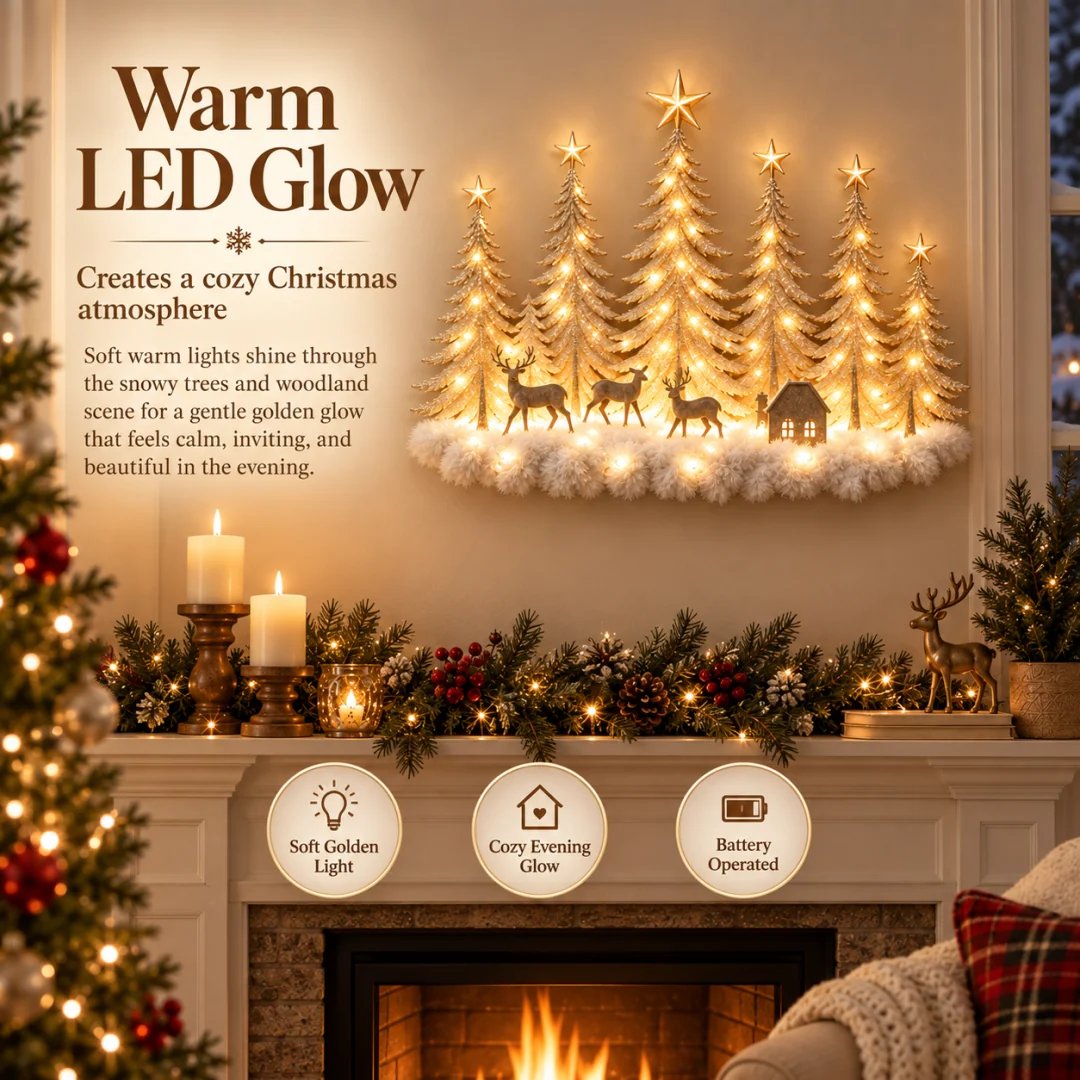 Winterglow Grove Lighted Woodland Christmas Wall Decor