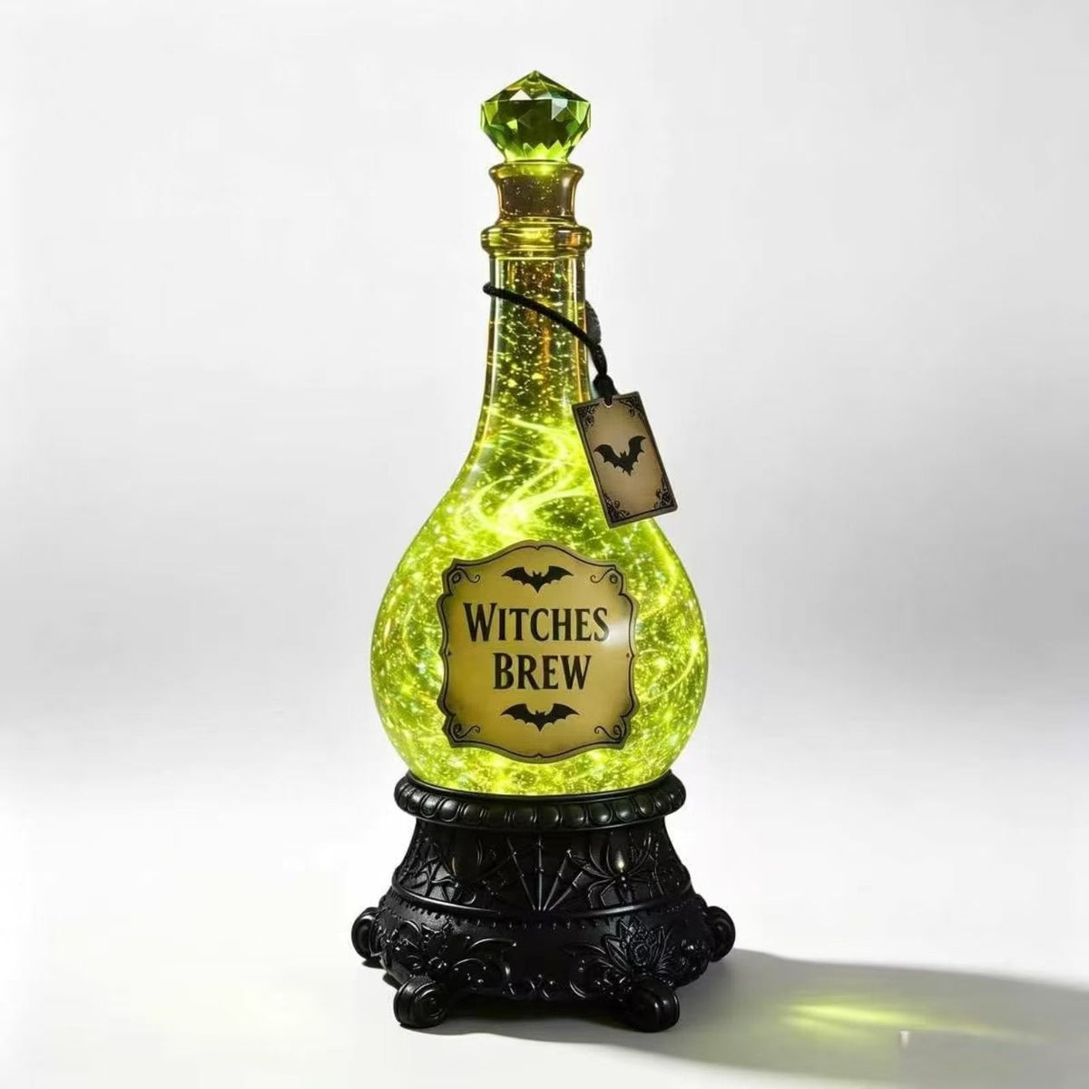 Lighted Witches Brew Poison Bottle Glitter Globe