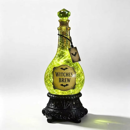 Lighted Witches Brew Poison Bottle Glitter Globe