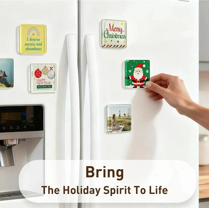 10 Pack 2'x2' Clear Acrylic DIY Fridge Magnets Set with Adhesive Backing Square Magnetic Photo Frames