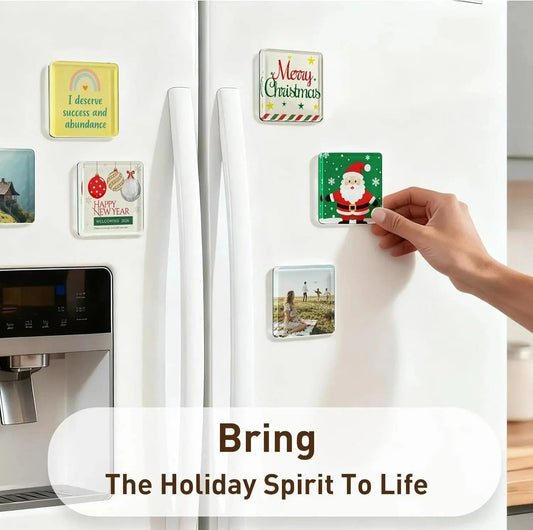 10 Pack 2'x2' Clear Acrylic DIY Fridge Magnets Set with Adhesive Backing Square Magnetic Photo Frames