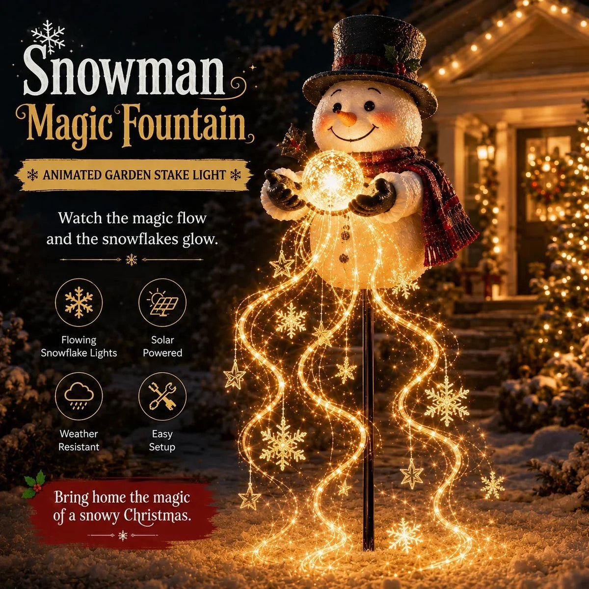 2026 Santa s Flying Sleigh Gift Cascade Solar Christmas Garden Light