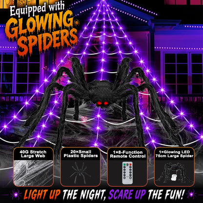 Halloween Sellers Halloween glowing spider web lights
