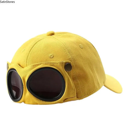 Men's Retro Pilot Baseball Cap Glasses-Ready Statement Style