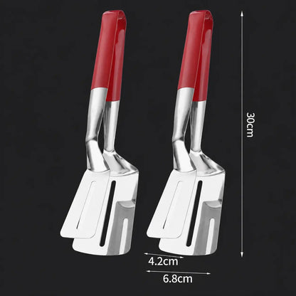 2-in-1 Stainless Steel Spatula Tongs Grip, Flip & Serve