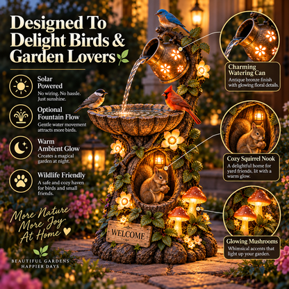 Solar Birdbath Fountain Garden Decor A Cozy Wildlife Haven for Your Yard