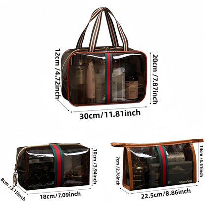 3-Piece Vintage Cosmetic Bag Set Large Capacity Waterproof Makeup & Toiletry Organizer for Travel