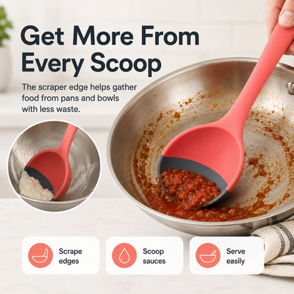 2-in-1 Silicone Scoop & Scraper Spoon Multi-Purpose Cooking & Serving Utensil