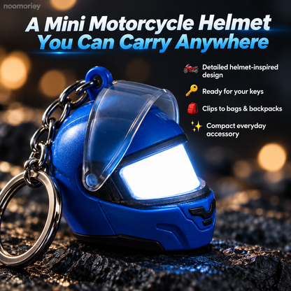 Mini Motorcycle Helmet LED Keychain Light-Up Rider Charm for Keys, Bags & Gifts