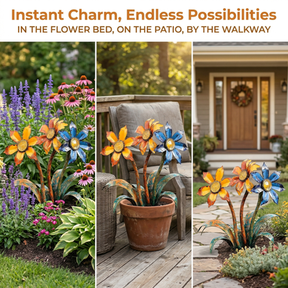 2026 Mother's Day Gifts -- Handcrafted Rustic Metal Flower Garden Stakes